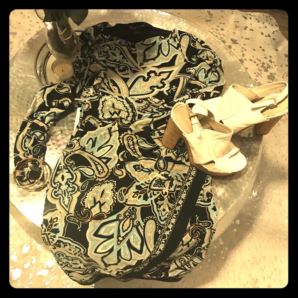 INC blue printed dress. Perfect for work! PS